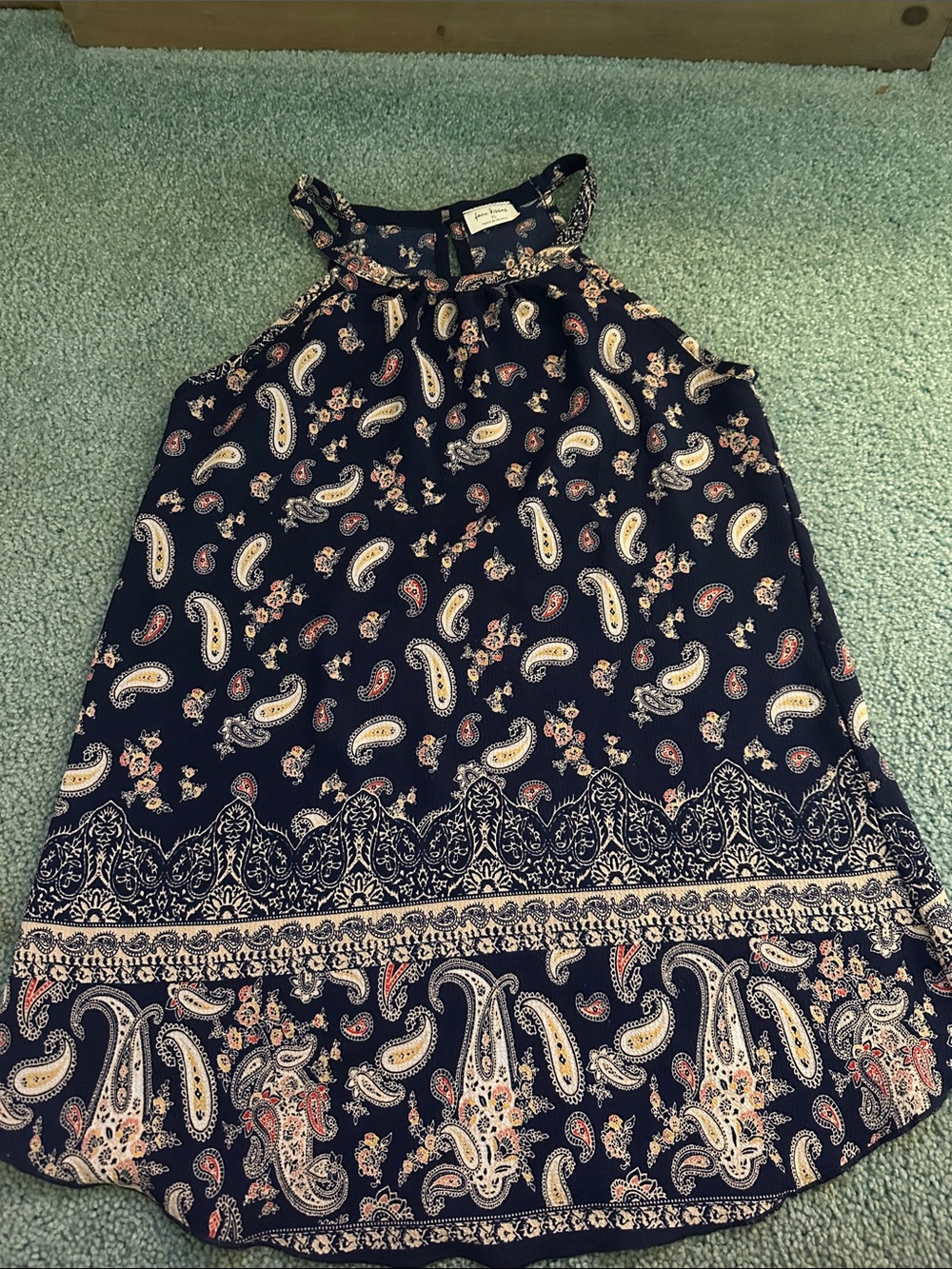 Free Kisses Navy Paisley Halter Dress